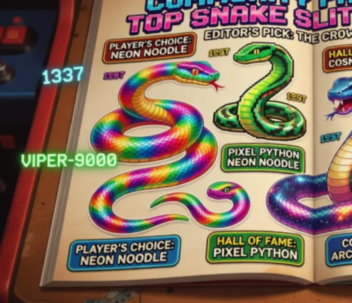 Sélection de skins favoris mis en avant dans un style magazine arcade