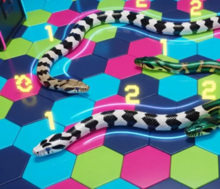 Vue d'une arène avec différents niveaux de contraste entre les serpents et le fond
