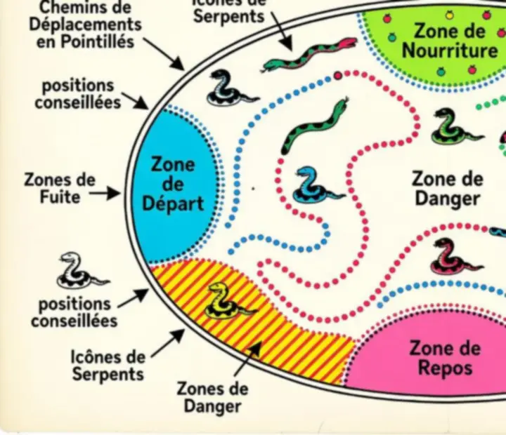 Diagramme d’arène montrant les zones sûres et dangereuses pour survivre plus longtemps