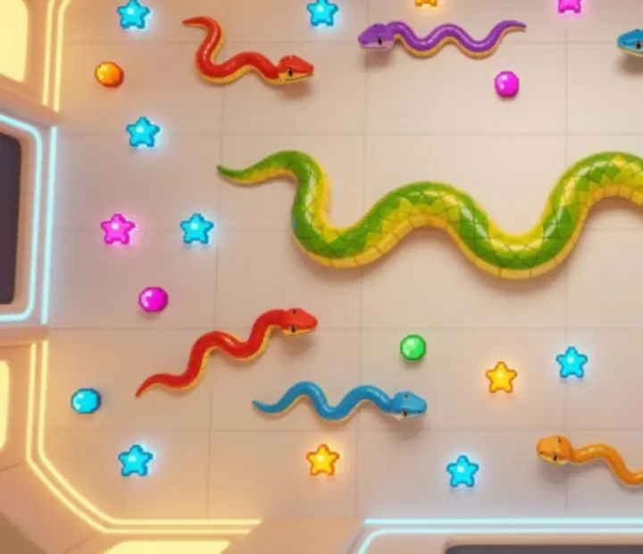 Mode entraînement hors ligne avec serpents colorés contrôlés par des bots