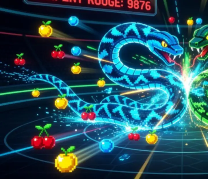 Rapport visuel d’un match Snake Slither avec collisions, esquives et croissance rapide